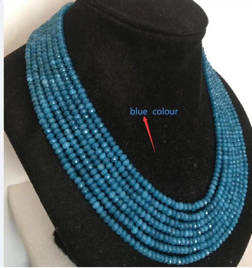 2x4mm natural Ruby facing bead Necklace 7 rows 17 -23 available in red blue white green yellow 240914