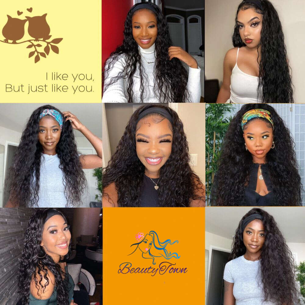 Kinky Curly Headband For Women Daily Black Scarf Wig 26Inches Long Party Travel Holiday Glueless Synthetic Wigs 2 Free Bands