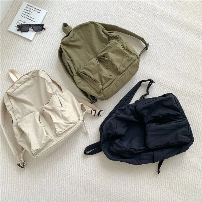 Korean bag casual backpack womens fashionable and simple student bag school bag large capacity nylon backpack womens bag 240912