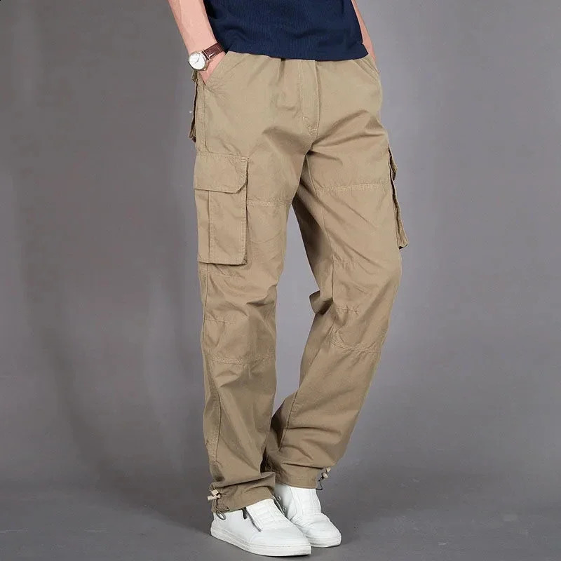 Men Cotton Cargo Pants Function Pants Army Green Mens Casual Outdoor Sports Trousers Y2K Clothing Spring Autumn 240911