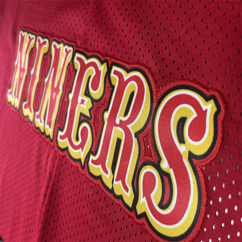 Men's Red Basketball Shorts with Pockets Retro Ninerses 16 Mesh Embroidered Sport Shorts Fans Casual Athletic Shorts Hip street sports casual pan