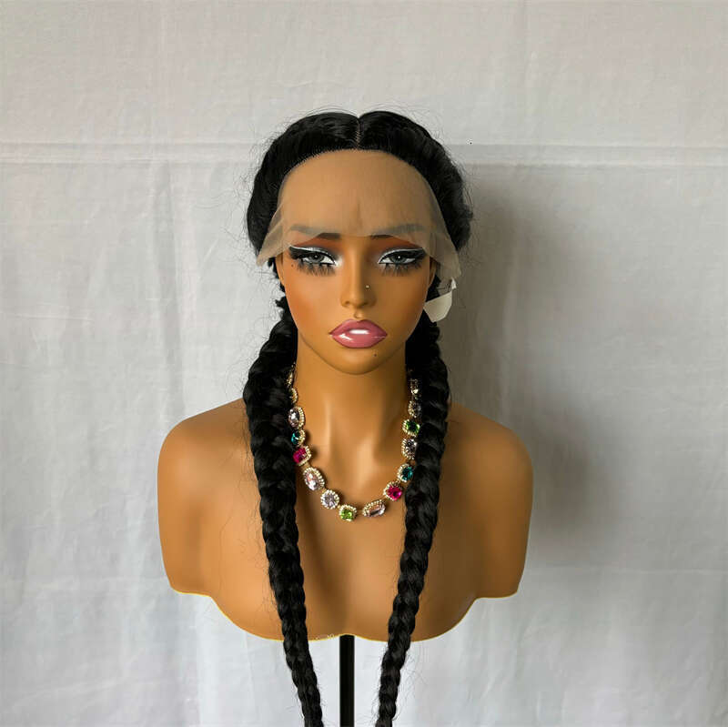 Synthetic Front 360 Lace Cornrow Braided Wigs With Baby Hair Knotless 30 Inches Braid Wig For Black Women