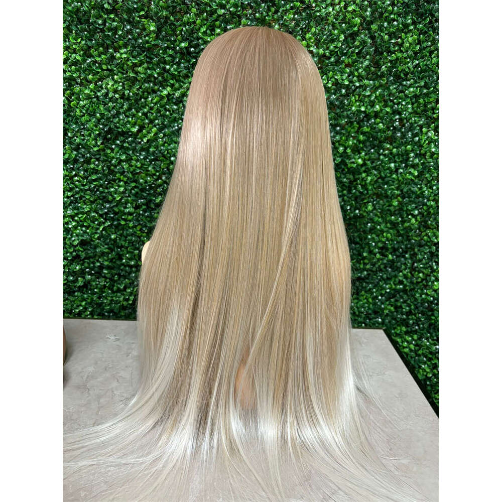 Ombre Ash Grey Straight Front Wig Natural With Dark Roots Synthetic Lace Wigs For Women Heat Resistant Fiber Hair