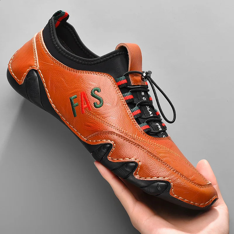 Handmade Leather Casual Men Soft Shoes Sneakers Man Comfortable Leather Shoes Men Loafers Moccasins Driving Shoe 240909