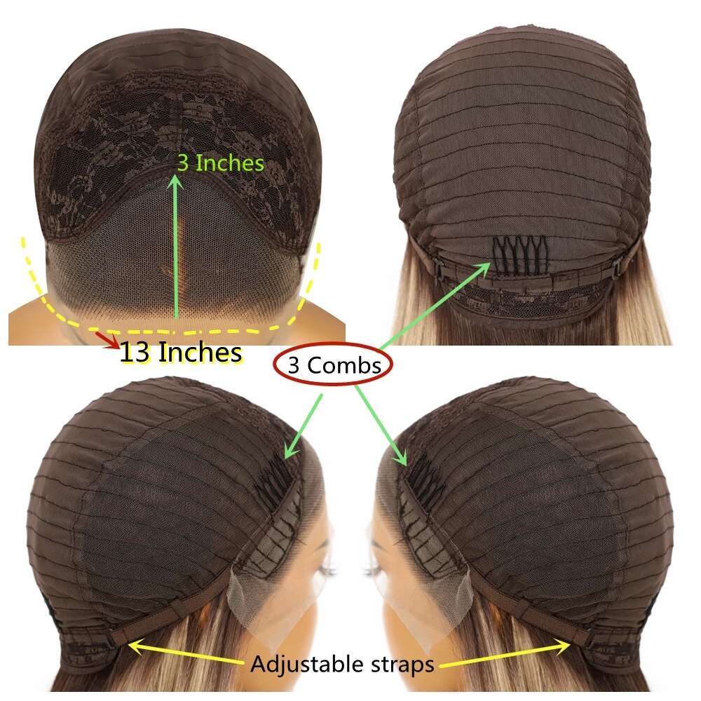 Beautytown Ginger Orange 13X3 Synthetic Lace Front For Women Straight Cheaper Natural Wig Heat Resistant Fiber Cosplay