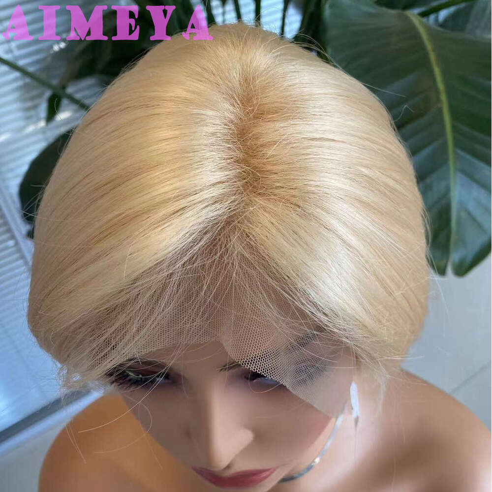 AIMEYA Blonde Short Wigs For Women Girls Natural Looking Lace Front Heat Resistant Synthetic Hair Wig Daily Use