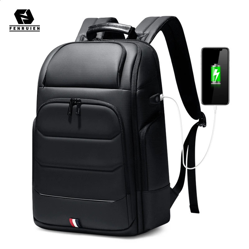 Fenruien Waterproof Backpacks USB Charging School Bag Anti-theft Men Backpack Fit 15.6 Inch Laptop Travel Backpack High Capacity 240913