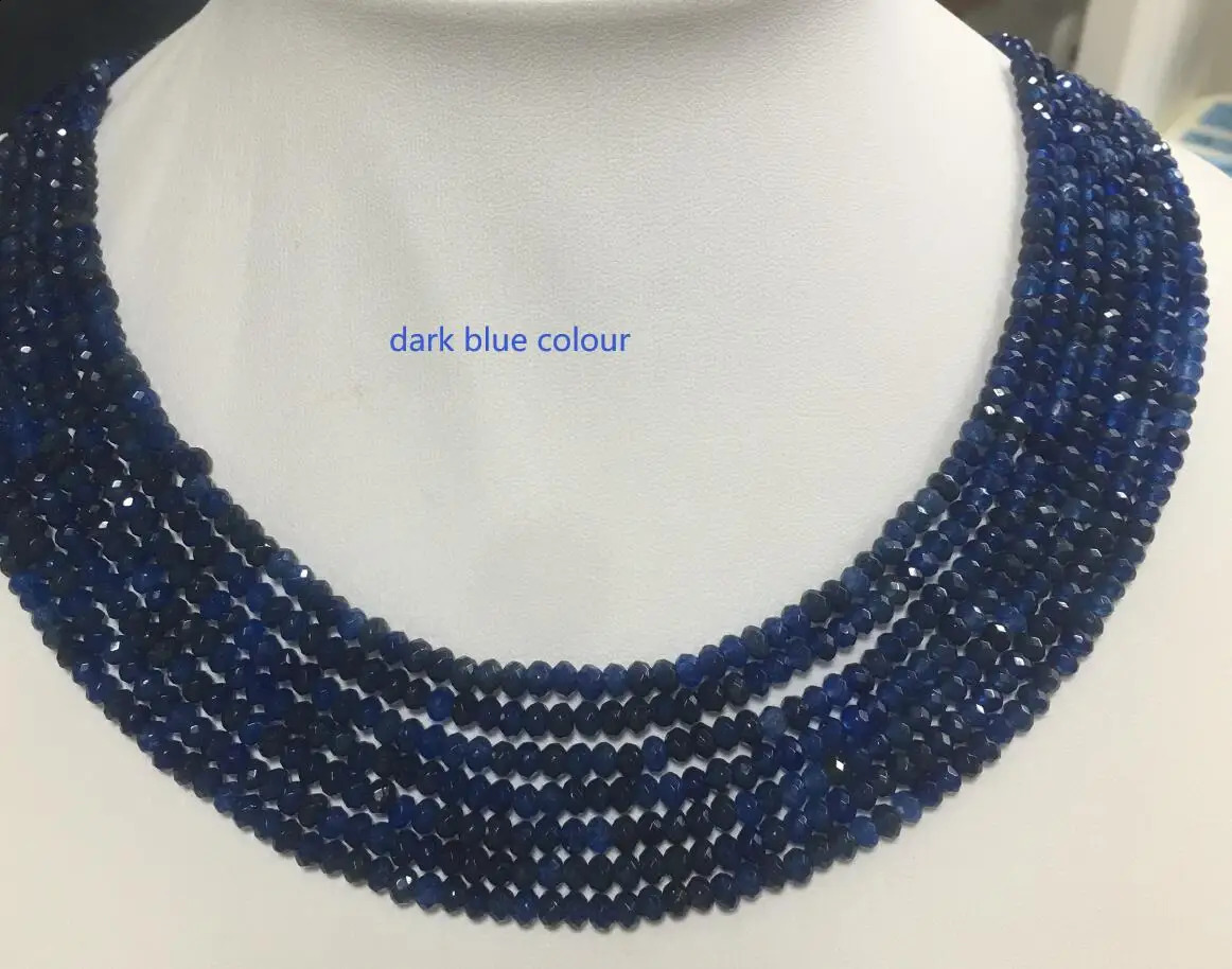 2x4mm natural Ruby facing bead Necklace 7 rows 17 -23 available in red blue white green yellow 240914