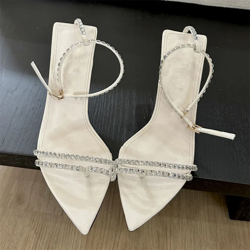 Eilyken Summer Sexy Crystal Narrow Band Buckle Strap Women Sandals Pointed Toe High Heels Banquet Party Shoes Zapatillas Mujer 240914