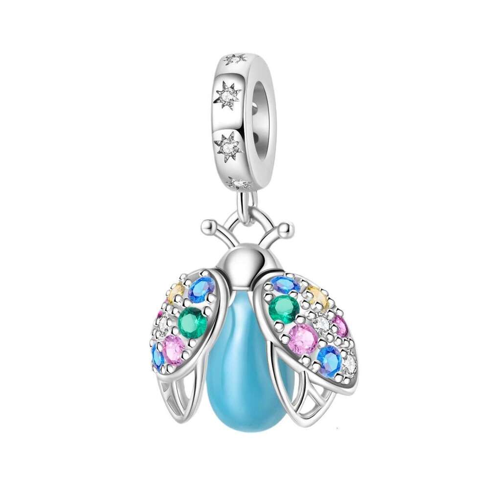 925 Sterling silver Charms firefly lily of the valley luminous pendant beads Fit Original Bracelet Necklaces DIY for women