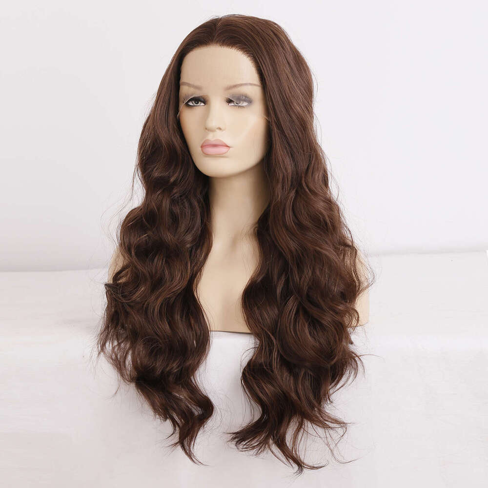 AIMEYA Drak Brown Body Wave Front For Women Heat Resistant Synthetic Lace Wig Daily Use Hair Natural Haire
