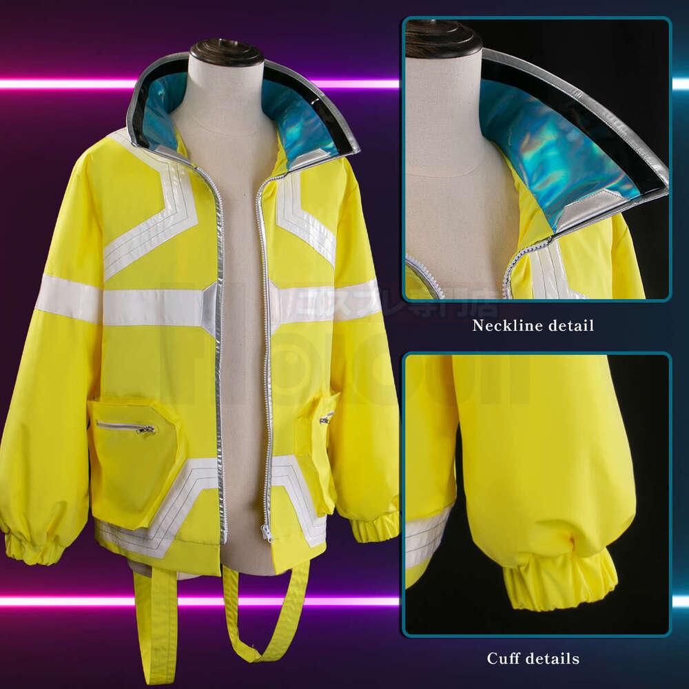 HOLOUN Game Anime David Martinez Cosplay Costume Jacket Pants T-Shirts Black Wig Rose Net Synthetic Fiber Party Halloween