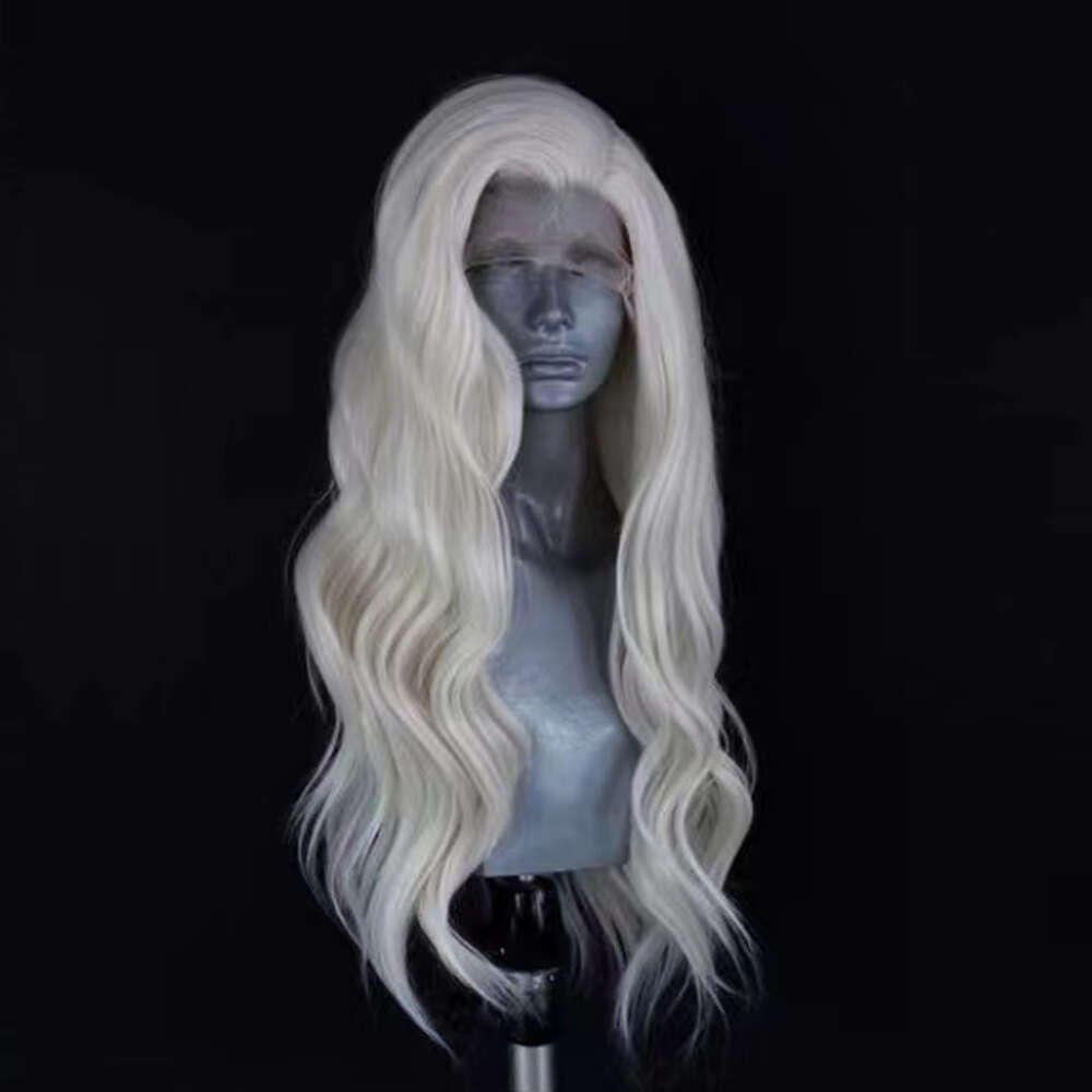 AIMEYA Platinum Blonde Wigs For Women Lace Front Long Natural Wave Synthetic Hair Wig Daily Use Cosplay