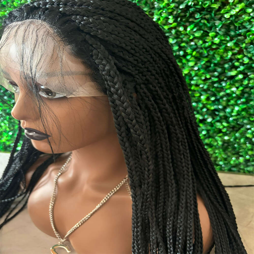 28 Inch Synthetic Full Lace Front Wigs For Black Women Long Square Knotless Box Braided Wig With Baby Hair