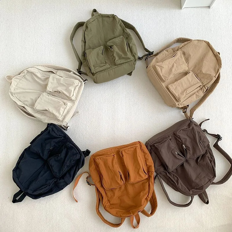 Korean bag casual backpack womens fashionable and simple student bag school bag large capacity nylon backpack womens bag 240912