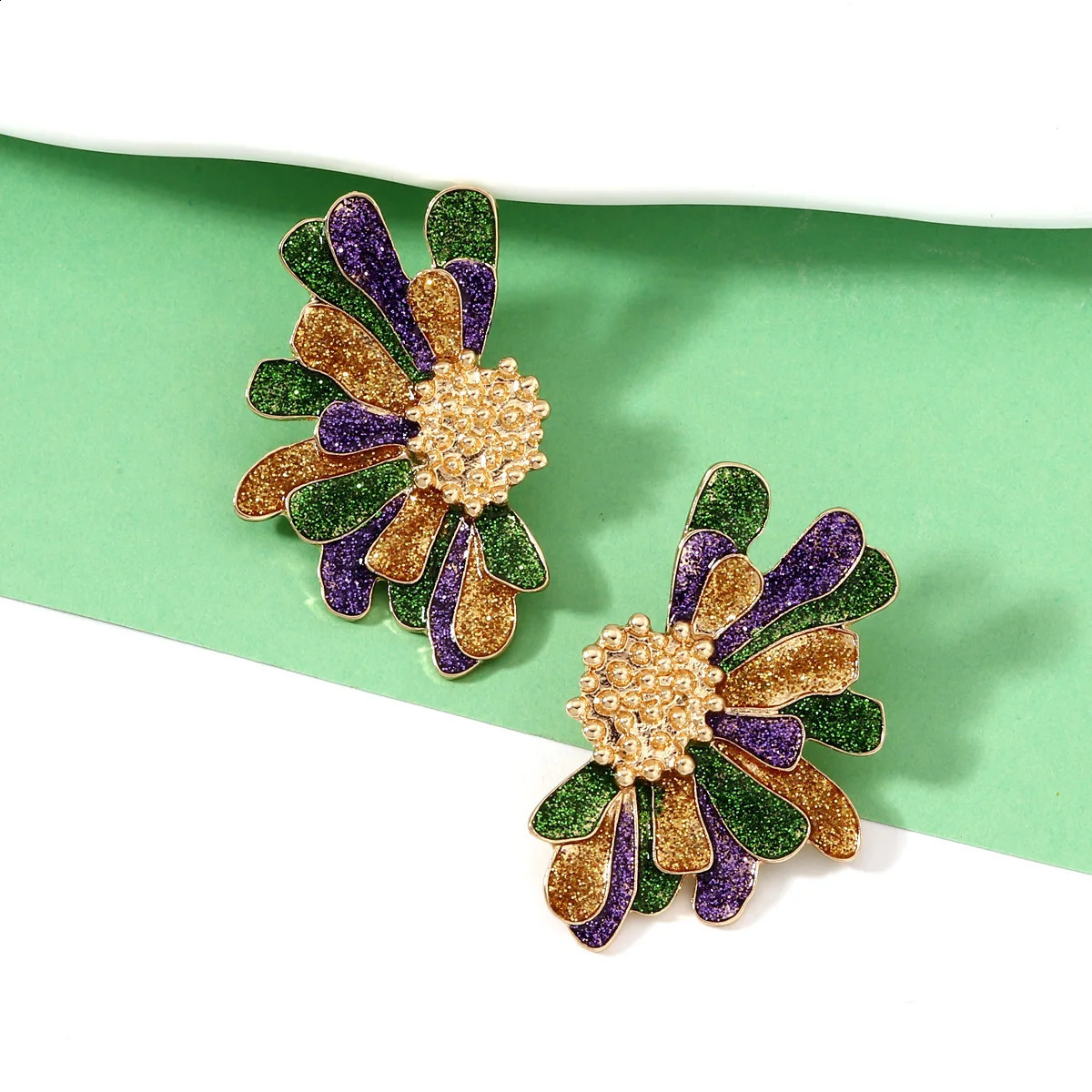Fashion Carnival Purple Flower Dangle Earrings for Women Simple and Gorgeous Jewelry Party Accessories Wholesale 240914