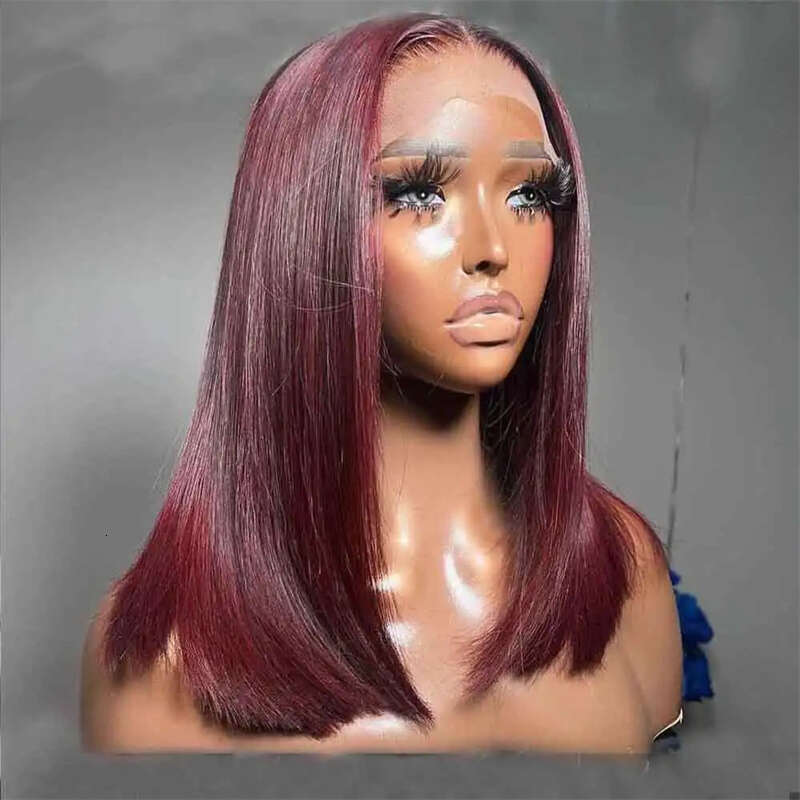 Brown Straight Front Cut Wig Glueless Layered Lace Wigs Synthetic Butterfly Haircut Natural Haire