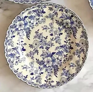 Vintage Broken Flower Blue and White Ceramic Plate Chinese and Western Style Tray Steak Plate Dessert Plate 240910