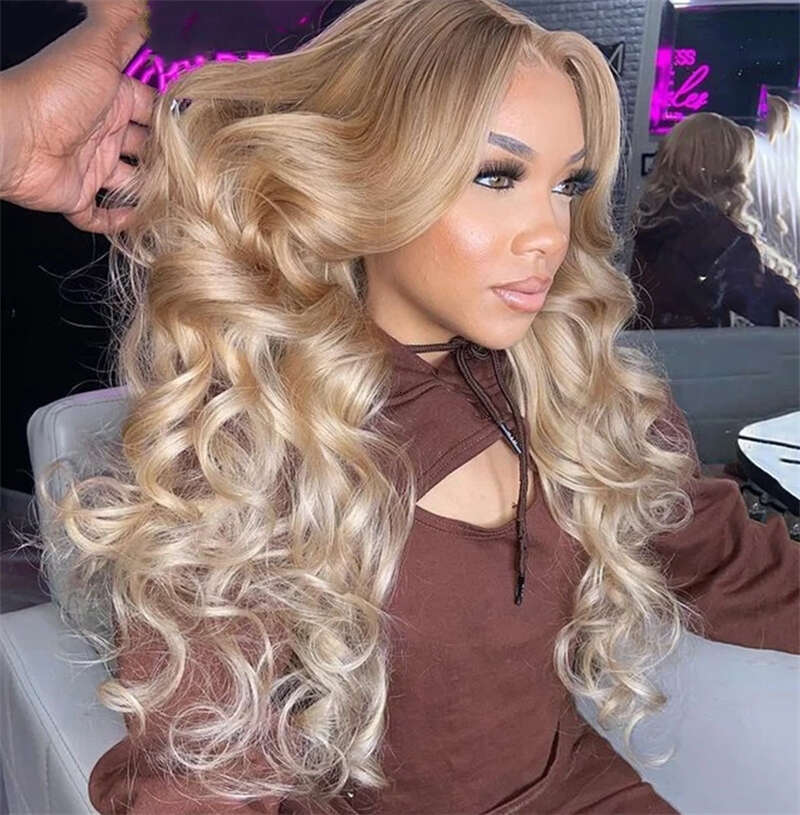 13X6 Highlight HD Lace Frontal Wigs For Women Body Wave Human Hair Pre Plucked 13X4 Honey Blonde Huamn Hairlace Front Wig