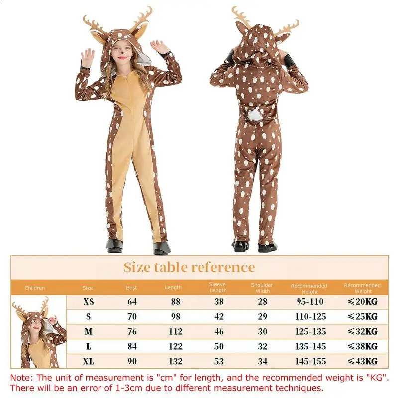 Kids Reindeer Costume Girls Deer Costume Unisex Crystal Velvet Warm Christmas Onesie For Role Play Party Cosplay Pajamas C2510236