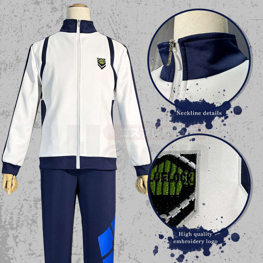 HOLOUN Blue Lock Anime Reo Nagi Bachira Isagi Chigir Cosplay Costume Full-Zip Pocket Sportswear Tracuit Embroidery Hoodie