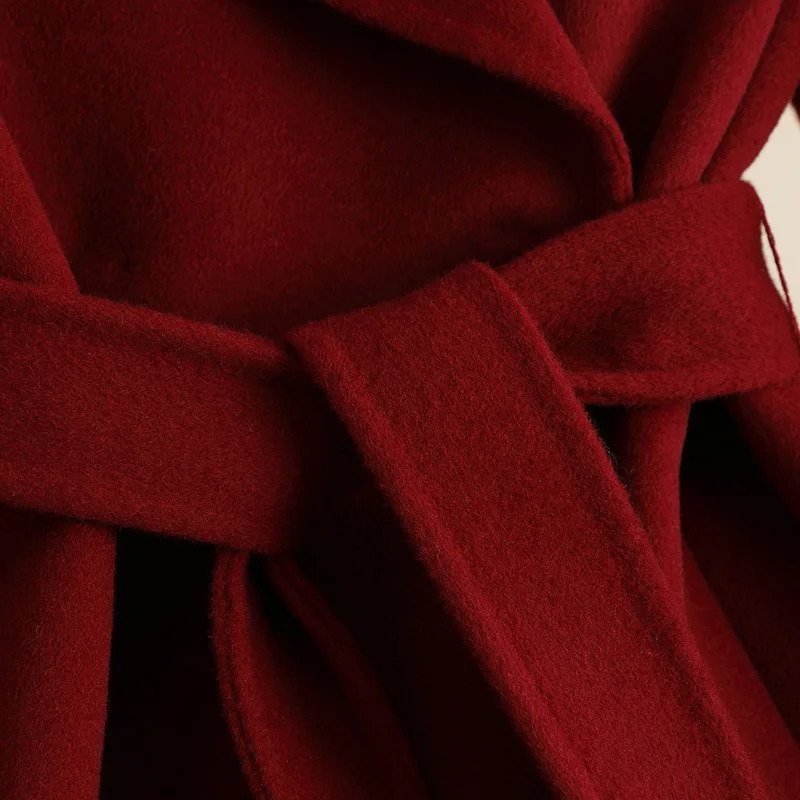 Double-sided Cashmere Wool Coat Womens Long Autumn/winter Over-the-knee High-grade Feeling Temperament Woolen Coat 240911