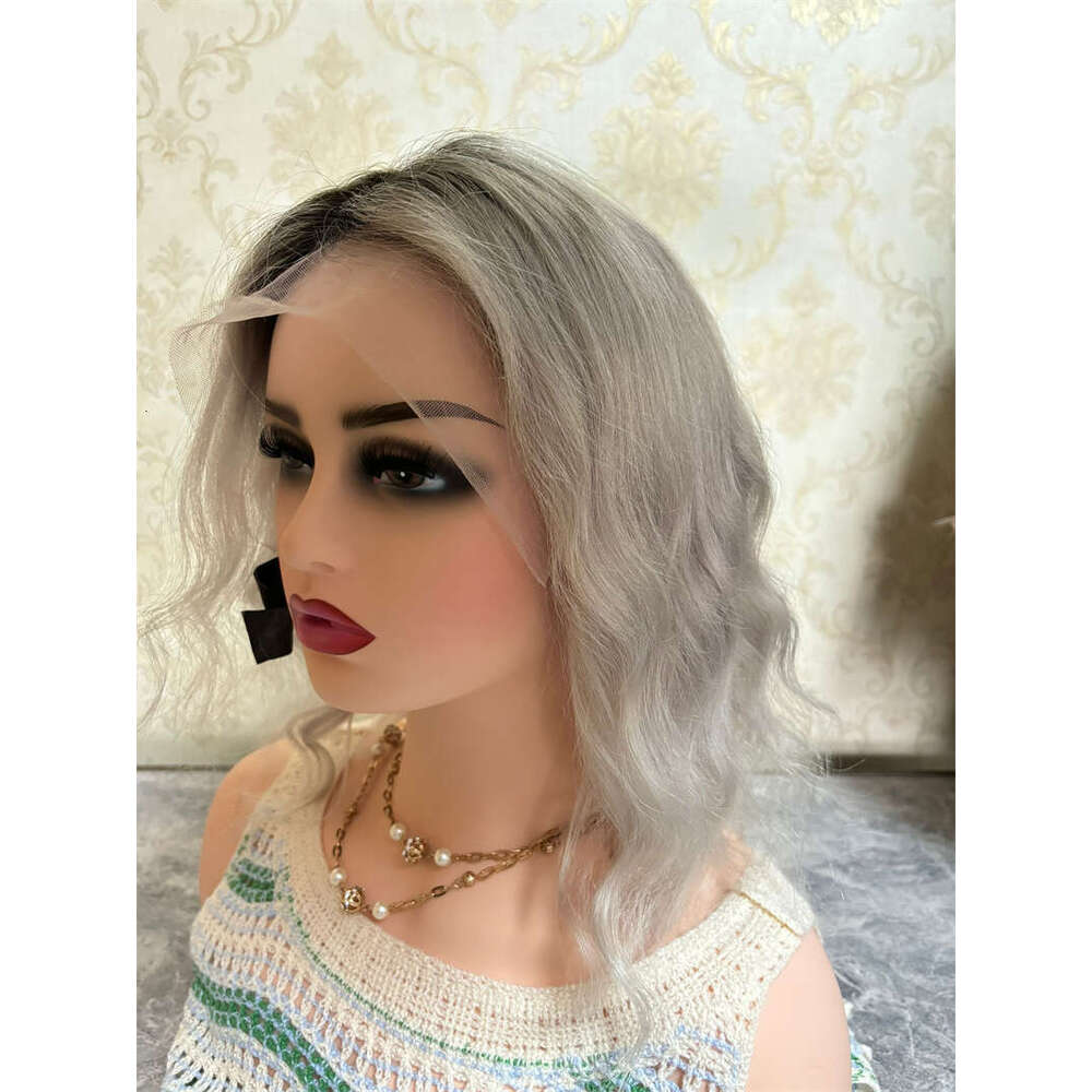 Ombre Ash Blonde Body Wave Synthetic HD Lace Front Short Bob Hair Wigs Heat Resistant Fiber Daily Use Cosplay Wig