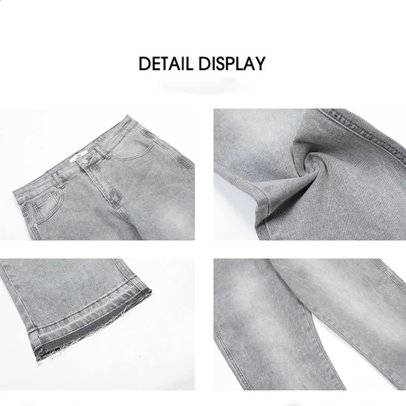 Autumn Winter Tassel Denim PantsYouth Goth Jeans America Stacked Pleats Male er Trousers Men Classic Harajuku 240912