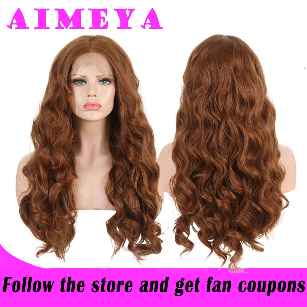 AIMEYA Drak Brown Body Wave Front For Women Heat Resistant Synthetic Lace Wig Daily Use Hair Natural Haire