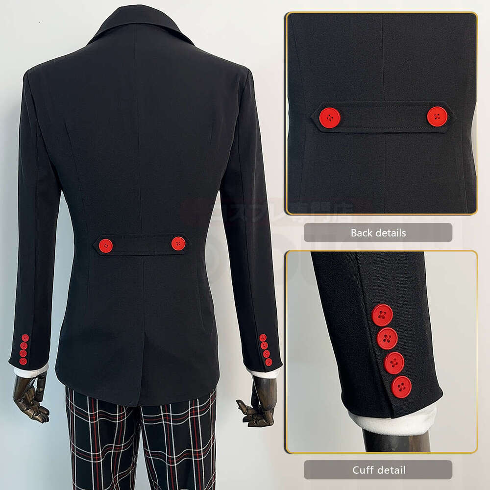 HOLOUN P5 Game Ren Amamiya Cosplay Costume Wig Joker School Uniform Embroidery Suit Blazer Pants Brooch Daily Wear Unisex