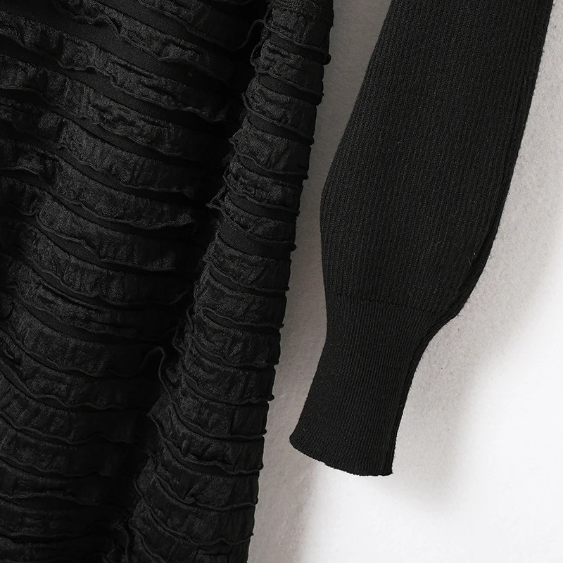 Womens solid bag knitted loose soft dress for spring warm fashionable elegant simple full width knee length 240913