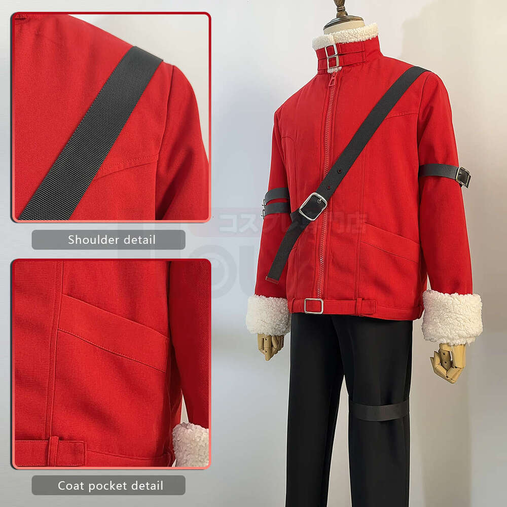 HOLOUN Frieren Beyond Journey's End Anime Stark Cosplay Costume Wig Red Winter Jacket Black Pants Casual Daily Wearing Gift