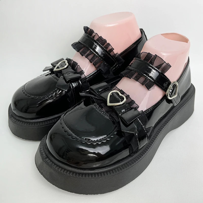 Rimocy Shorty Platform Mary Jane Womens Shoes Patent Leather Lace Ankle with Pump Womens Autumn White Lolita Shoes Y2K 240914