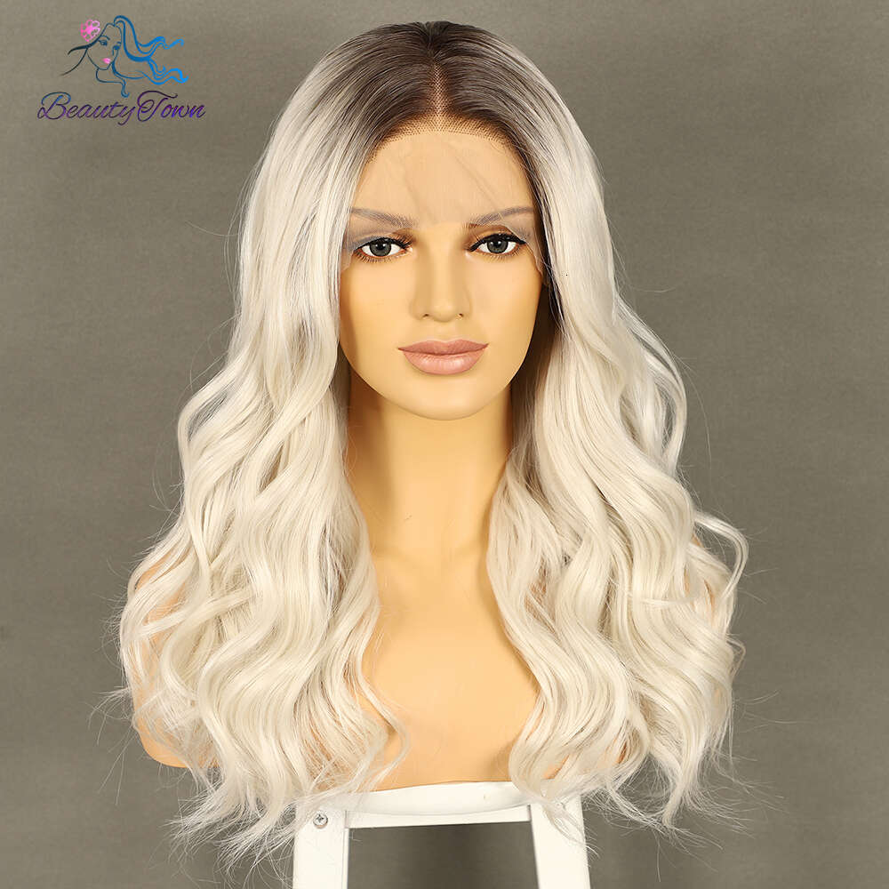 613 13X3 Synthetic For Women Sier Blonde Loose Deep Short Bob Front Hd Lace Wigs 180%