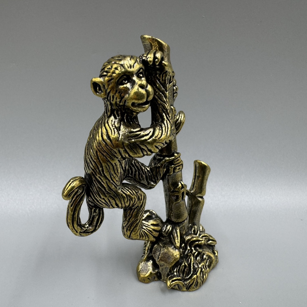 Solid Brass Monkey Figurine Statue House Office Decoration Animal Figurines Toys