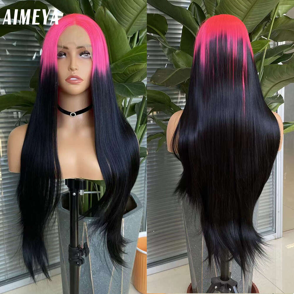 AIMEYA Hot Pink Ombre Color Lace Front For Women Synthetic Daily Use Cosplay Costume Party Wig