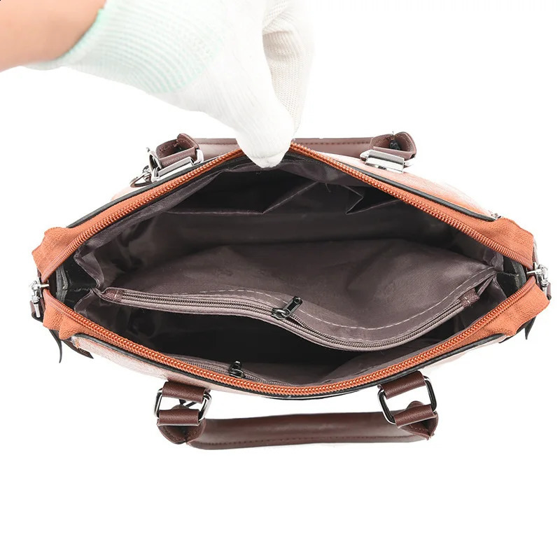4 Piecesset Handbag Vintage PU Leather Bags Tassel Messenger Composite Shoulder Female 240914