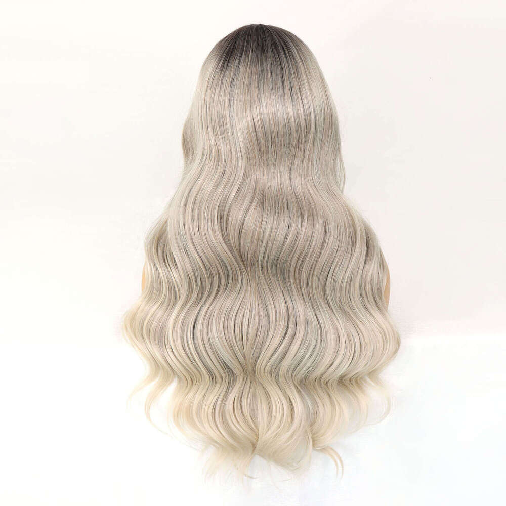 Ash Brown T Part Synthetic Lace Wigs Body Wavy Dark Roots Ombre Blonde Colored Pre Plucked Cosplay Heat Resistant Wig Daily