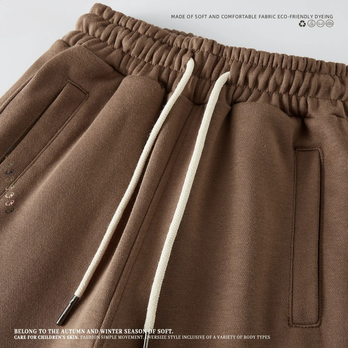 Autumn Kids Sweatpants Casual Sport 340G Terry Cotton Elastic Waist Teens Boys Girls Track Pants Cozy Soft Drawstring Trousers 240906