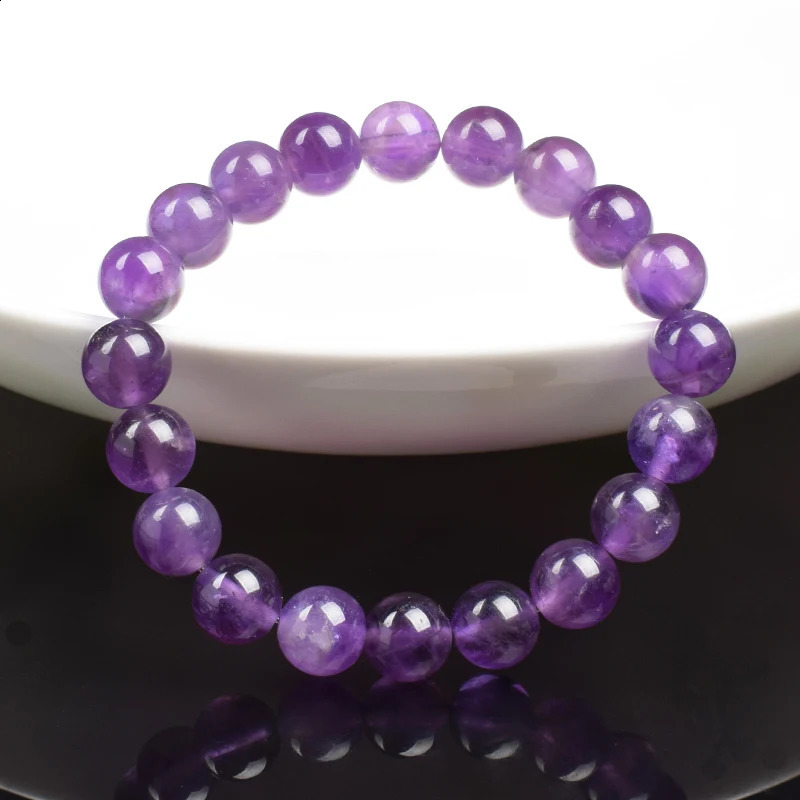 Natural Amethyst Bracelet High Quality Stone Bead Men Real Original Purple Reiki Crystal Quartz Jewelry 240906
