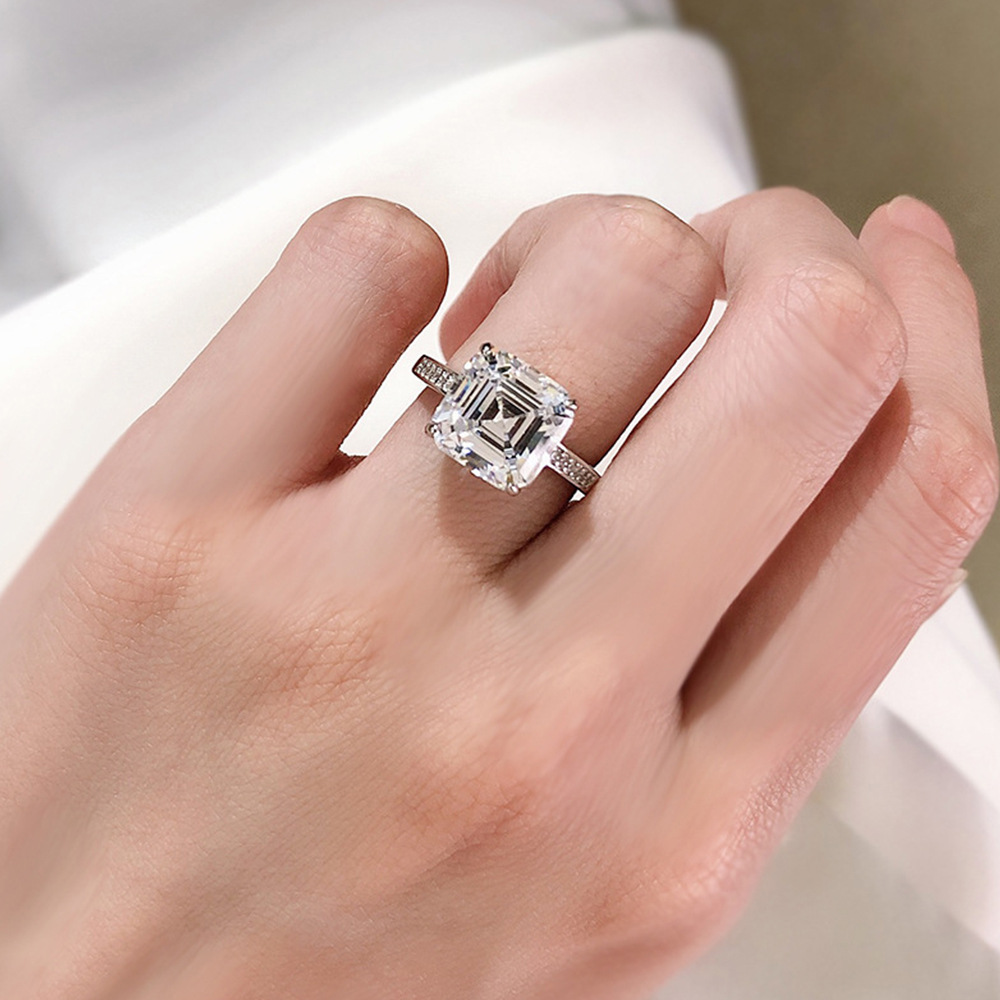10mm Real Moissanite Diamond Wedding Rings Luxury Jewelry Pure 100% 925 Sterling Silver Pagoda Cut Gemstones Eternity Party Women Engagement Band Ring