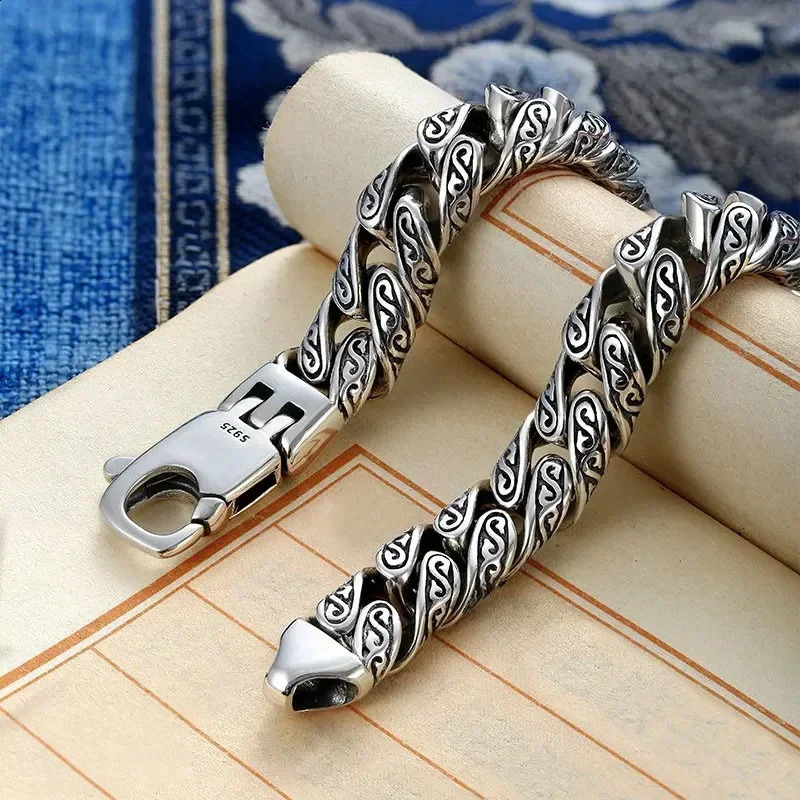 CHUANGCHENG Fashion Pure Silver Italian Charm Mens Bracelet Jewelry Chain 925 Original 240912