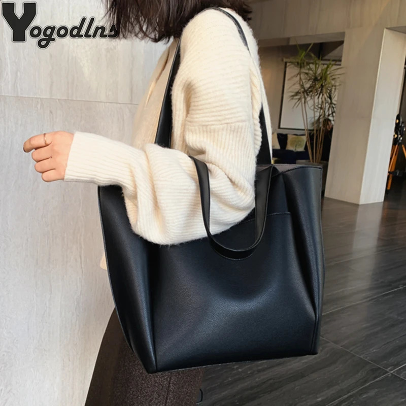 Womens Bag Large Capacity Shoulder Bags High Quality PU Leather Handbags and Purse Female Retro Tote sac a main femme 240914