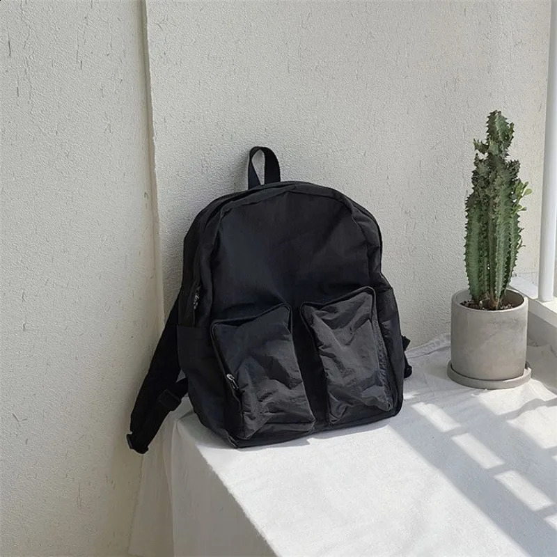 Korean bag casual backpack womens fashionable and simple student bag school bag large capacity nylon backpack womens bag 240912