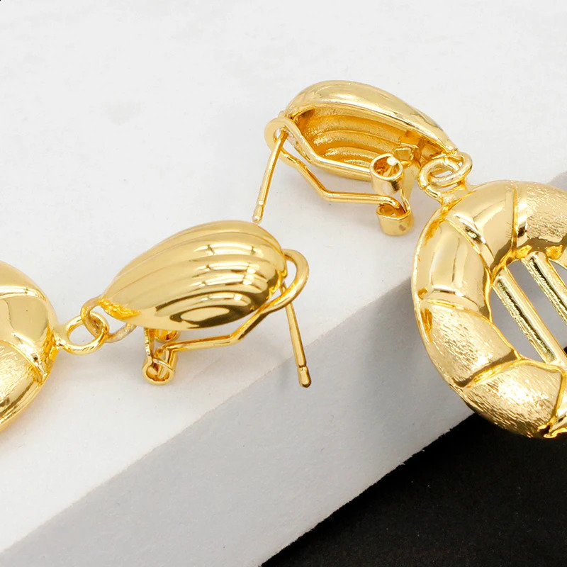 Earrings and Pendant Set For Wome Necklace Dollar Jewelry Sets Copper 24K Gold Plated Statement Hip Hop Jewellery Party 240906