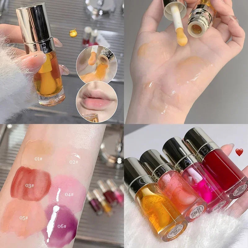 Jelly Violet Glass Lip Oil Moisturizing Transparent Plumper Gloss Makeup Nutritious Liquid Lipstick Big Brush Care 240911