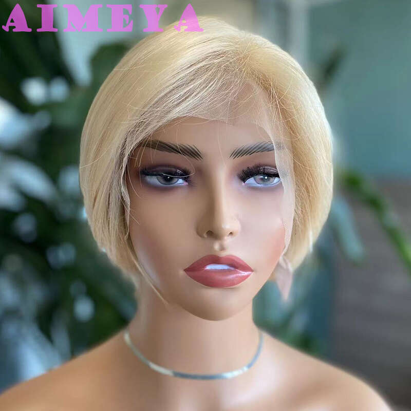 AIMEYA Blonde Short Wigs For Women Girls Natural Looking Lace Front Heat Resistant Synthetic Hair Wig Daily Use