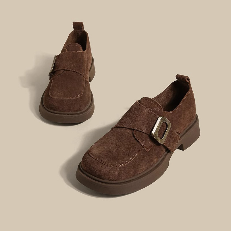 2024 Women's British Style Soft Leather Platform Loafers, Casual Retro Commuting Shoes, Spring/Summer e2a1