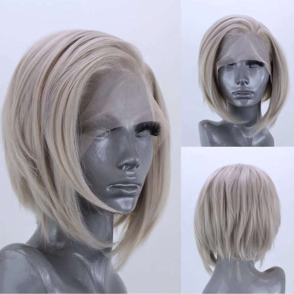 AIMEYA Hot Red For Women Girls Heat Resistant Synthetic Lace Front Orange Short Bob Wigs Daily Use Cosplay Wig Green