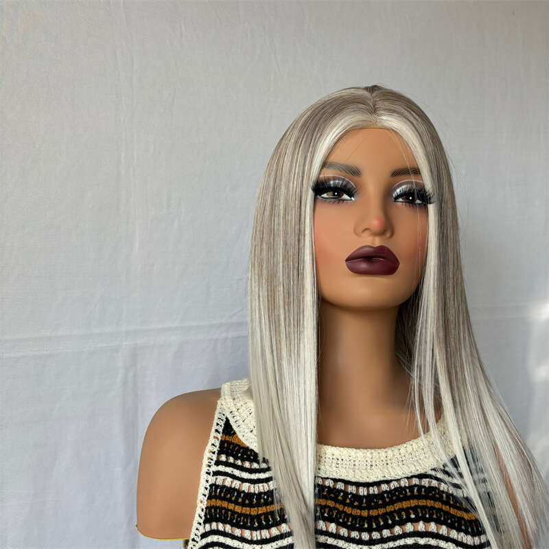14 Inch Brown Highlight Short Straight Synthetic Dark Roots For Women Daily Use Ombre Ash Blonde Wig Pre Plucked Hair Wigs